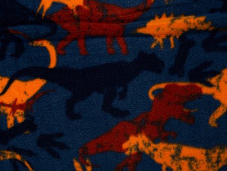 Anti Pill Fleece Print - FRESH - Dinosaur - Navy For Sale