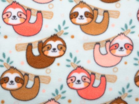 Anti Pill Fleece Print - SLIPPY - Sloth - Coral Fashion