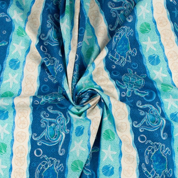 Printed Cotton - M OCEAN - 004 - Blue on Sale