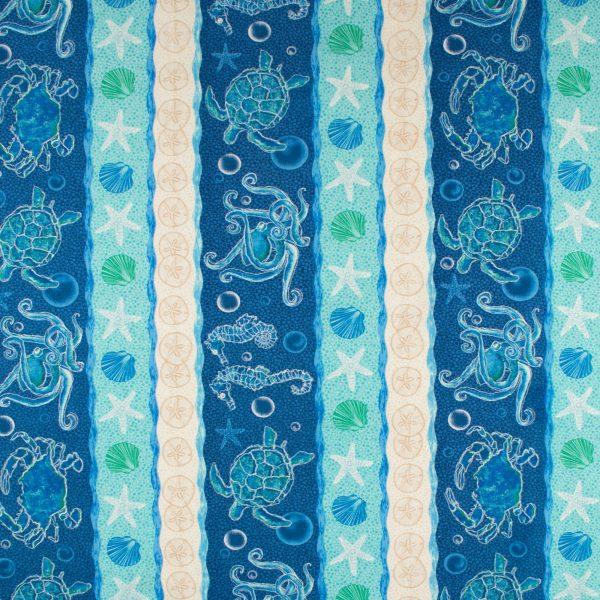 Printed Cotton - M OCEAN - 004 - Blue on Sale