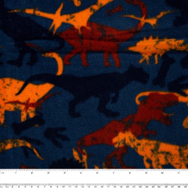 Anti Pill Fleece Print - FRESH - Dinosaur - Navy For Sale