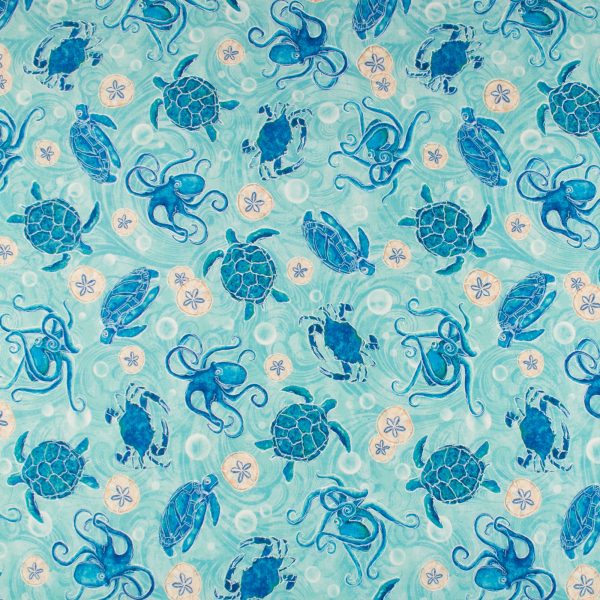 Printed Cotton - M OCEAN - 001 - Aqua For Discount