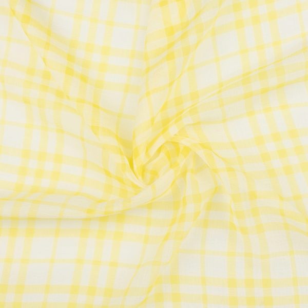 Crepe Chiffon - DAISY - Medium Plaid - Yellow on Sale