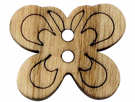 CIRQUE Novelty 2-Hole Button - Natural - 23mm (⅞ ) - Butterfly Supply