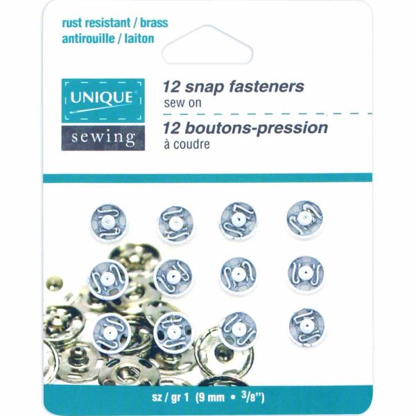 UNIQUE SEWING Snap Fasteners White - size 9mm (⅜ ) -12 sets For Sale