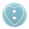 CIRQUE Novelty 2-Hole Button - Light Blue - 13mm (½ ) - Heart For Sale