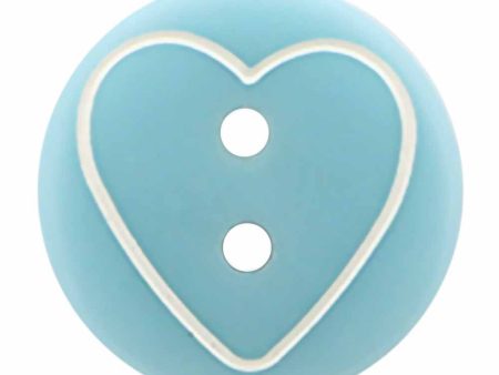 CIRQUE Novelty 2-Hole Button - Light Blue - 13mm (½ ) - Heart For Sale