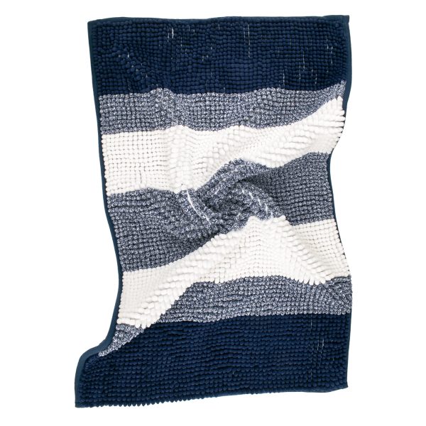 Chenille Bath Mat - Striped Navy - 20 x 31 in Cheap