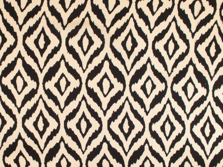 BUBBLE SHINE Printed Polyester - Ikat - Black For Sale