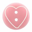 CIRQUE Novelty 2-Hole Button - Pink - 13mm (½ ) - Heart Fashion