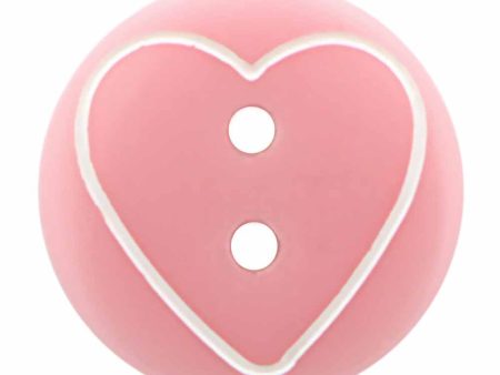 CIRQUE Novelty 2-Hole Button - Pink - 13mm (½ ) - Heart Fashion