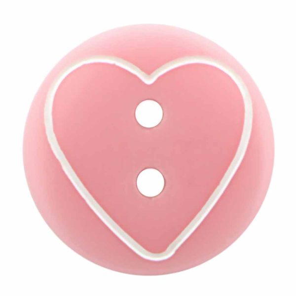 CIRQUE Novelty 2-Hole Button - Pink - 13mm (½ ) - Heart Fashion