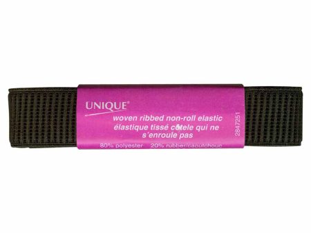 UNIQUE Woven Ribbed Elastic 25mm x 0.9m - Black For Sale