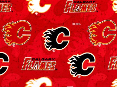 Calgary Flames - NHL cotton print - Logo - Red For Discount