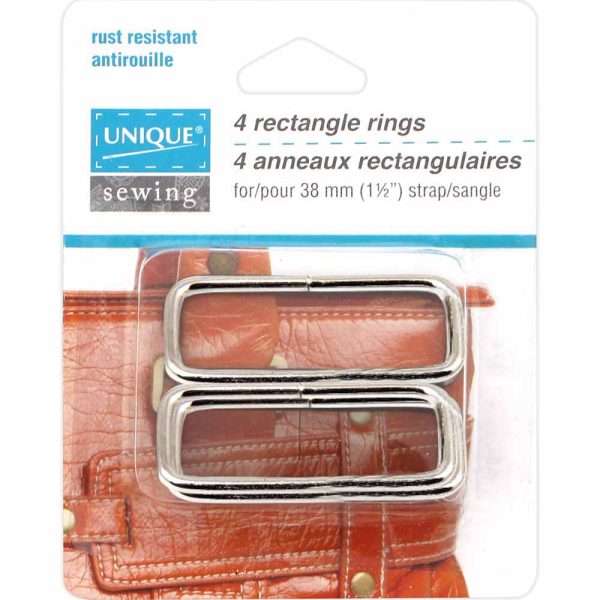 UNIQUE SEWING Rectangle Rings - 38mm (1½ ) - Silver - 4 pcs. Sale