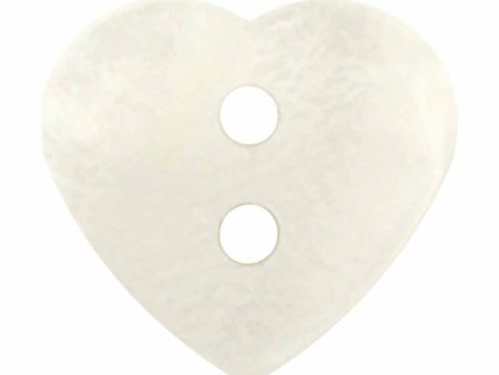 CIRQUE Novelty 2-Hole Button - White - 15mm (⅝ ) - Heart on Sale