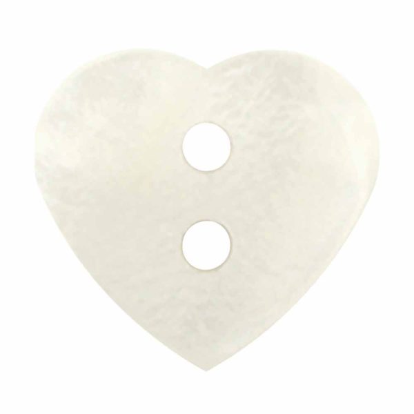 CIRQUE Novelty 2-Hole Button - White - 15mm (⅝ ) - Heart on Sale