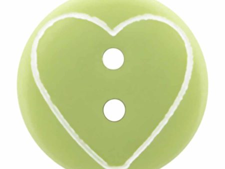 CIRQUE Novelty 2-Hole Button - Light Green - 13mm (½ ) - Heart Online Hot Sale