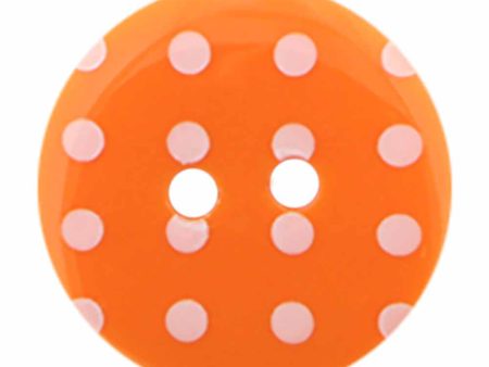 CIRQUE Novelty 2-Hole Button - Orange - 18mm (¾ ) - Polka Dots Online now