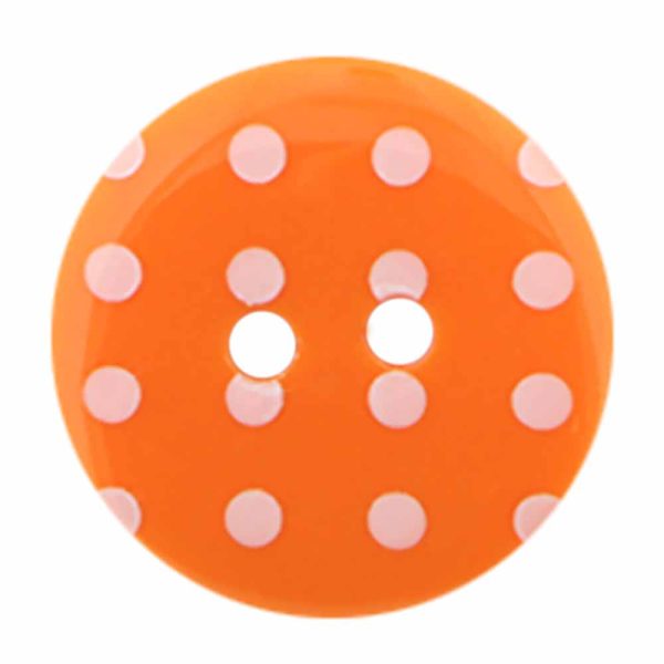 CIRQUE Novelty 2-Hole Button - Orange - 18mm (¾ ) - Polka Dots Online now