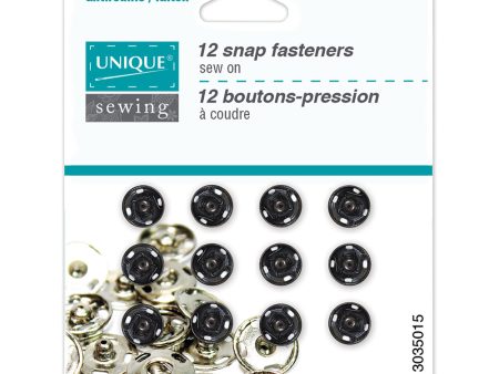 UNIQUE SEWING Snap Fasteners Black - size 1   9mm (⅜ ) - 12 sets Sale