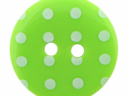 CIRQUE Novelty 2-Hole Button - Green - 18mm (¾ ) - Polka Dots For Sale