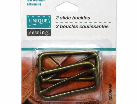 UNIQUE SEWING Slide Buckle - Metal - 38mm (1½ ) - Antique Gold - 2 pcs Online