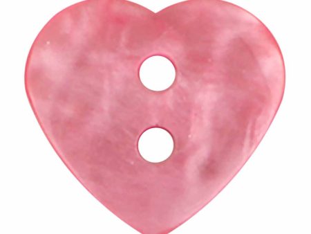 CIRQUE Novelty 2-Hole Button - Pink - 15mm (⅝ ) - Heart For Cheap