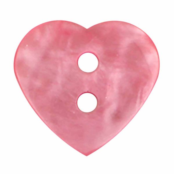 CIRQUE Novelty 2-Hole Button - Pink - 15mm (⅝ ) - Heart For Cheap