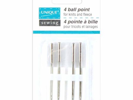 UNIQUE SEWING Ball Point Needle Assortment - 70 9, 80 12, 90 14, 100 16 - 4 count Supply