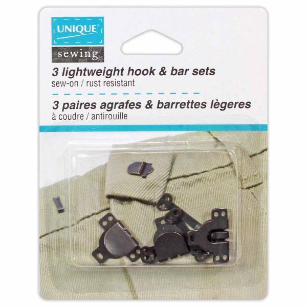 UNIQUE SEWING  Lightweight Hook & Bar Sets Black - 3 sets Hot on Sale