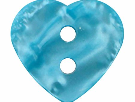 CIRQUE Novelty 2-Hole Button - Aqua - 15mm (⅝ ) - Heart on Sale