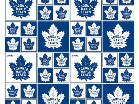 Toronto Maple Leafs - NHL Cotton Print - Blue Squares Online Hot Sale