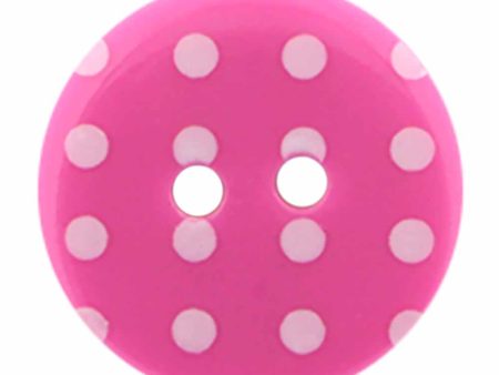 CIRQUE Novelty 2-Hole Button - Pink - 18mm (¾ ) - Polka Dots on Sale