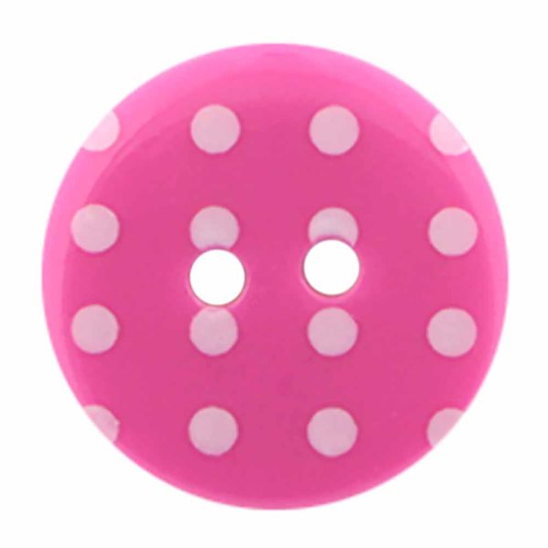 CIRQUE Novelty 2-Hole Button - Pink - 18mm (¾ ) - Polka Dots on Sale