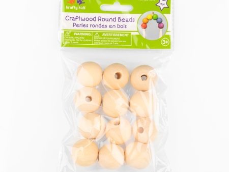 CRAFTWOOD ROUND BEADS - 25mm For Sale