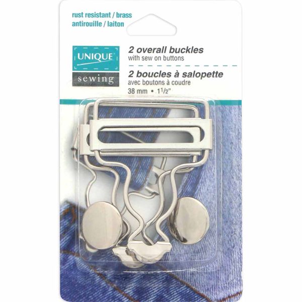 UNIQUE SEWING Overall Buckle Silver - 38mm (1½ ) - 2 pcs Fashion