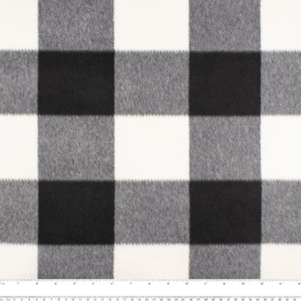 Anti-Pill Fleece Print - OUTBACK - Buffalo plaid - Ivory Sale