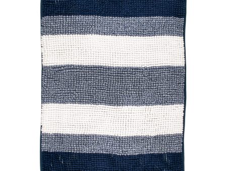 Chenille Bath Mat - Striped Navy - 20 x 31 in Cheap