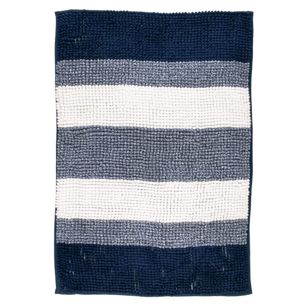 Chenille Bath Mat - Striped Navy - 20 x 31 in Cheap